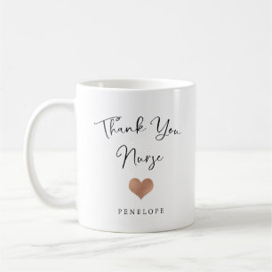 Mug Infirmière Merci  Script manuscrit et coeur
