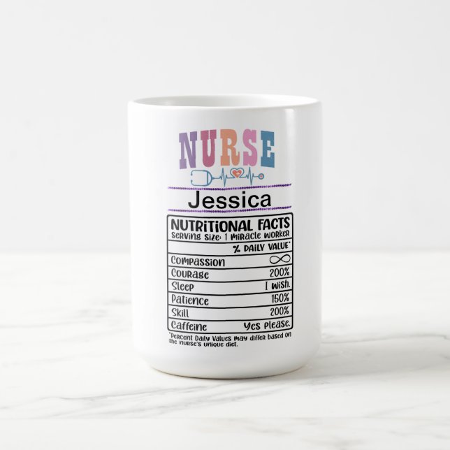 Mug Infirmière personnalisée Faits nutritionnels Drôle (Centre)