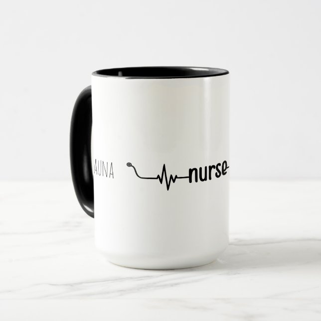 Mug Infirmière personnalisée Stethoscope minimaliste m (Devant gauche)