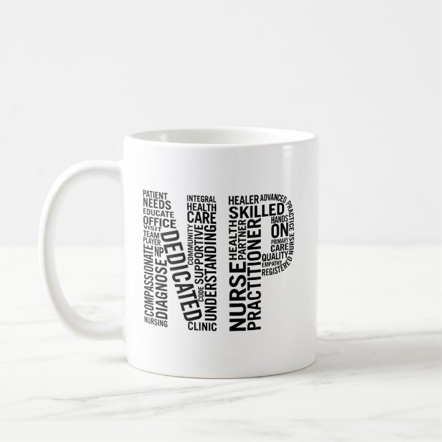 Mug Infirmière Praticien Mot Art NP (Gauche)