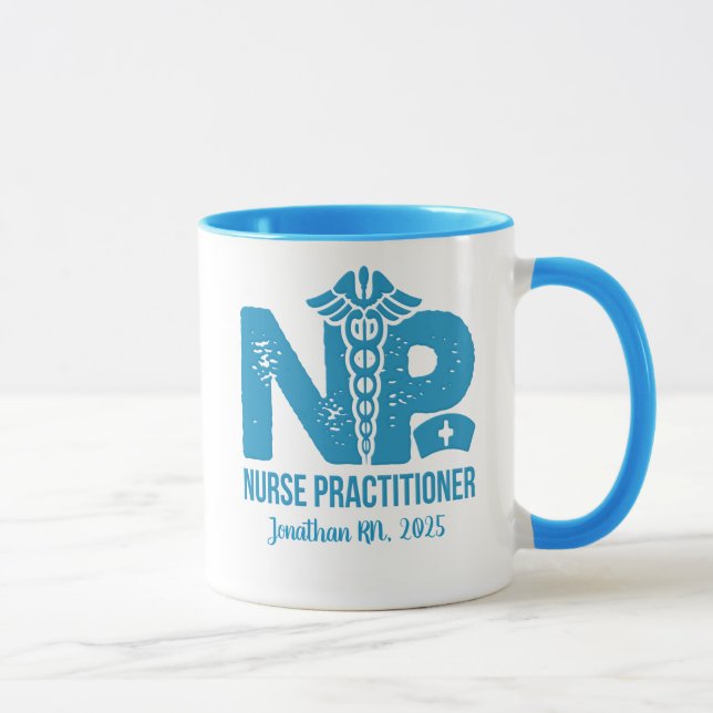 Mug Infirmière Praticien Personnalisé Café Bleu (Droite)