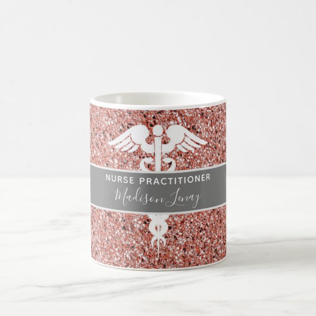 Mug Infirmière Praticien Rose Rose Or Personnalisé (Centre)