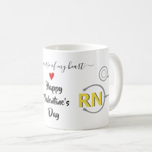 Mug Infirmière stéthoscope Valentines jour gris jaune