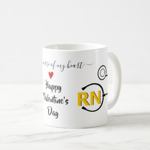 Mug Infirmière stéthoscope Valentines jour jaune RN