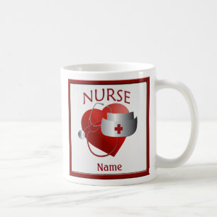 Mug Infirmières ayant un coeur sur mesure Nom de l'inf