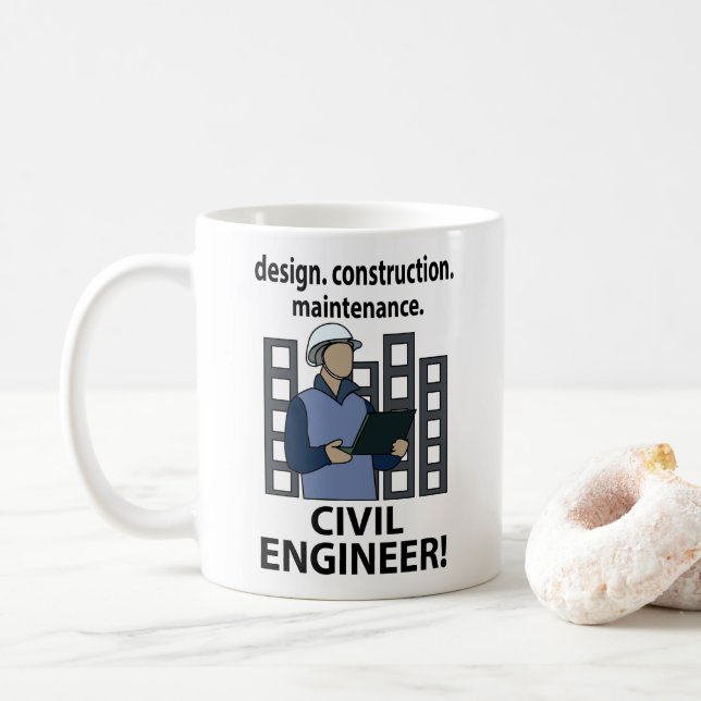 Mug Ingénieur civil Conception Construction Ingénieur  (Avec donut)