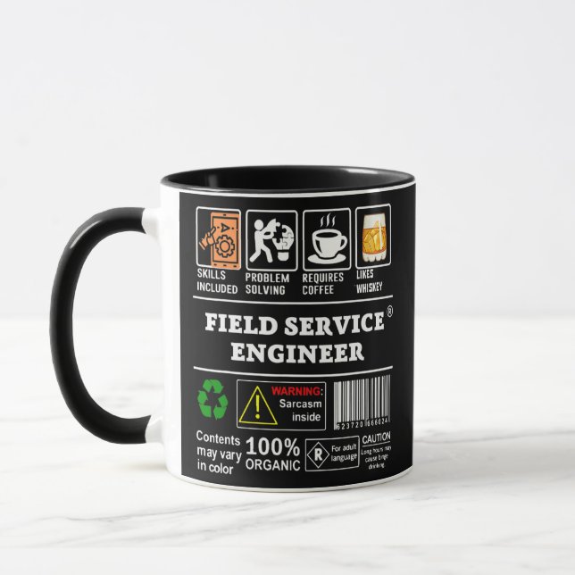 Mug INGÉNIEUR DE SERVICE SUR LE TERRAIN Étiquette Comp (Gauche)