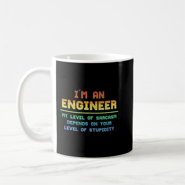 Mug Ingénieur drôle Niveau De Sarcasme mécanique Ingén (Gauche)