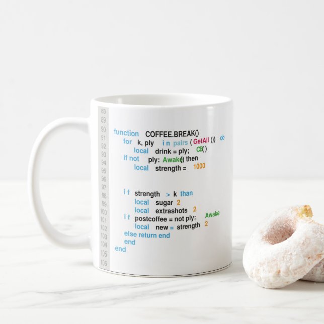 Mug Ingénieur du logiciel de codage des pauses café Fu (Avec donut)
