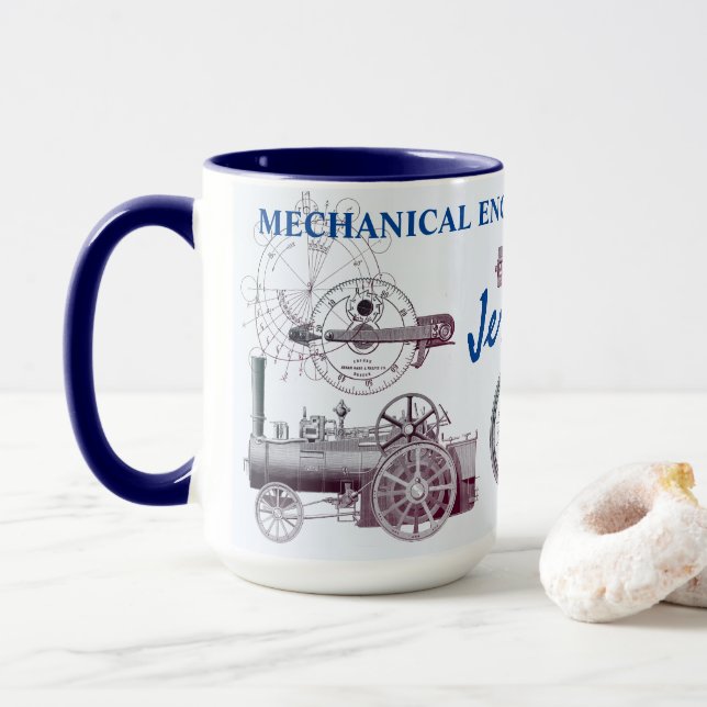 Mug Ingénieurs Mécaniques Faites-le ! Machines ancienn (Avec donut)