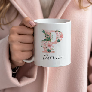Mug Initial Aquarelle Florale - P