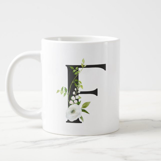 Mug Initial Avec La Lettre F - Flore De Printemps (Gauche)