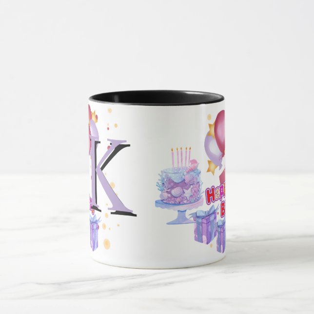 Mug Initial Letter KTeal Monogram Modern-happybirthday (Centre)