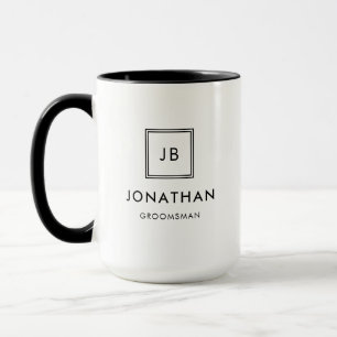 Mug Initiales de Monogramme noir et blanc moderne Groo