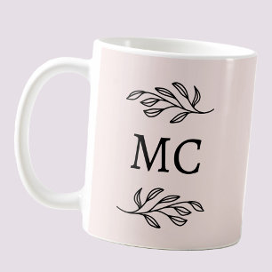 Mug Initiales de monogramme personnalisées Botanique B