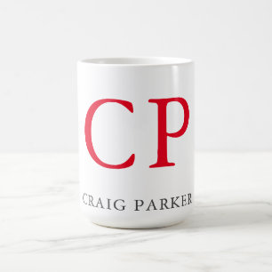 Mug Initiales en rouge clair monogramme professionnel
