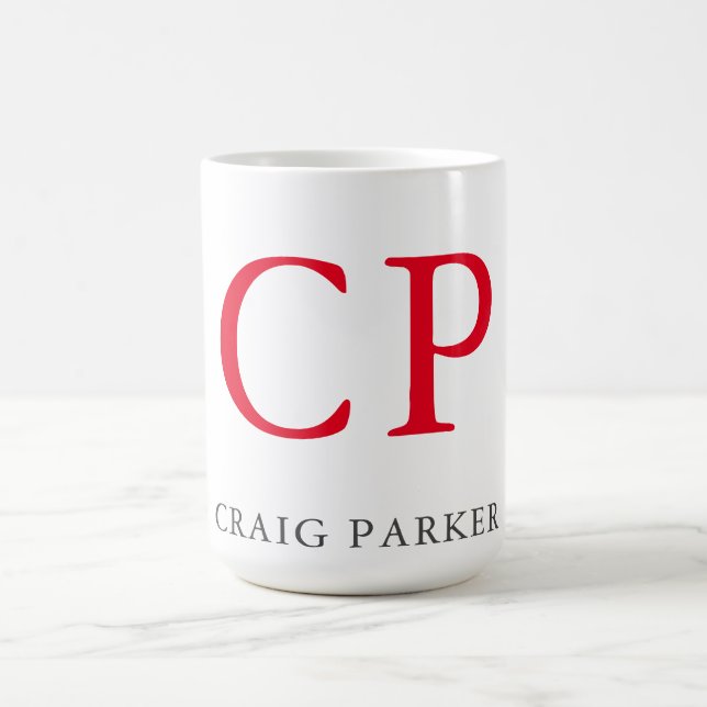 Mug Initiales en rouge clair monogramme professionnel (Centre)
