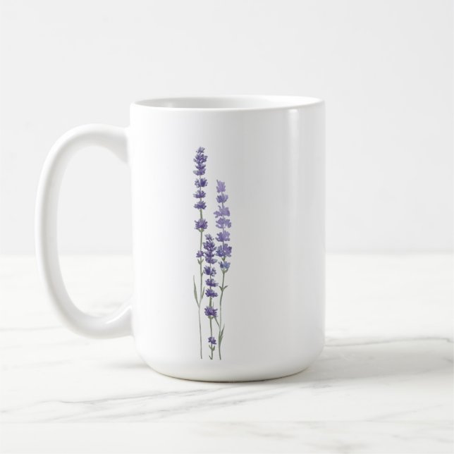 Mug Initiales Mariage Lavender Français Simple Delicat (Gauche)