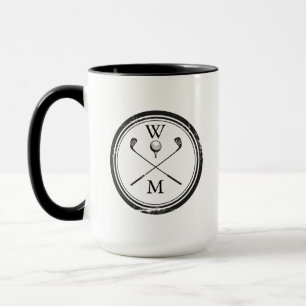Mug Initiales Monogramme Moderne Noir et Blanc