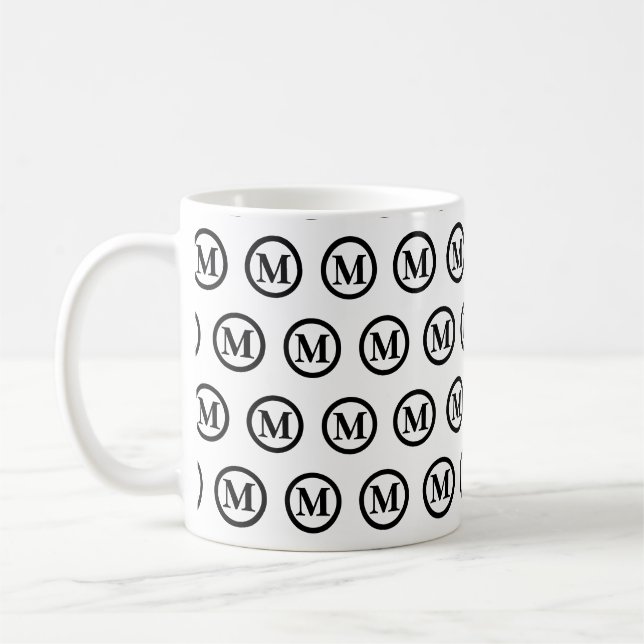 Mug Initiales monogrammes simples noir et blanc (Gauche)