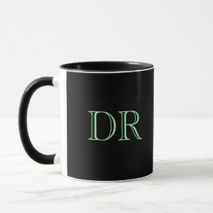 Mug Initiales personnalisées en vert noir minimaliste