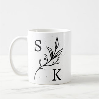 Mug Initiales Personnalisées Monogramme Botanique Flor