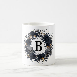 Mug Initiales Personnalisées Roses Noires & Crânes