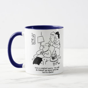 Mug Inquiéter d'une blessure d'ouverture de bouteille