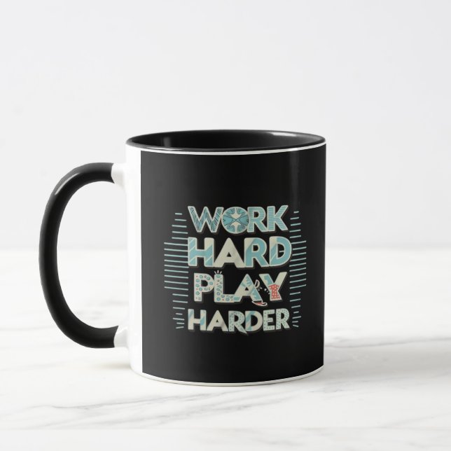 Mug Inscription Travail dur Lecture dur classique (Gauche)