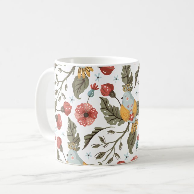 Mug Inséparables floraux Motif bohème (Devant gauche)