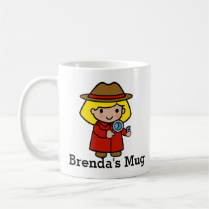 Mug Inspecteur de fille avec verre grossissant