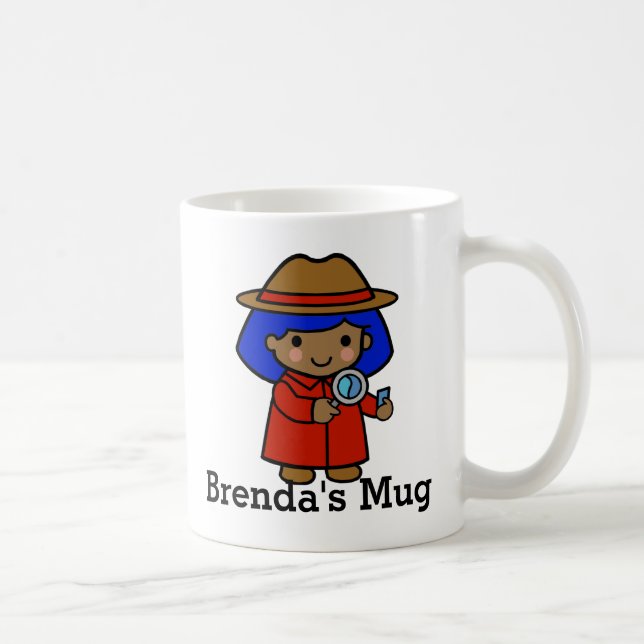 Mug Inspecteur de fille avec verre grossissant (Droite)