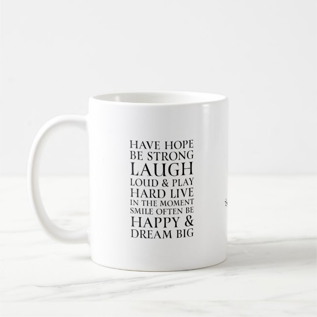 Mug Inspiration Ayez Espoir Citation Noire & Blanc (Gauche)