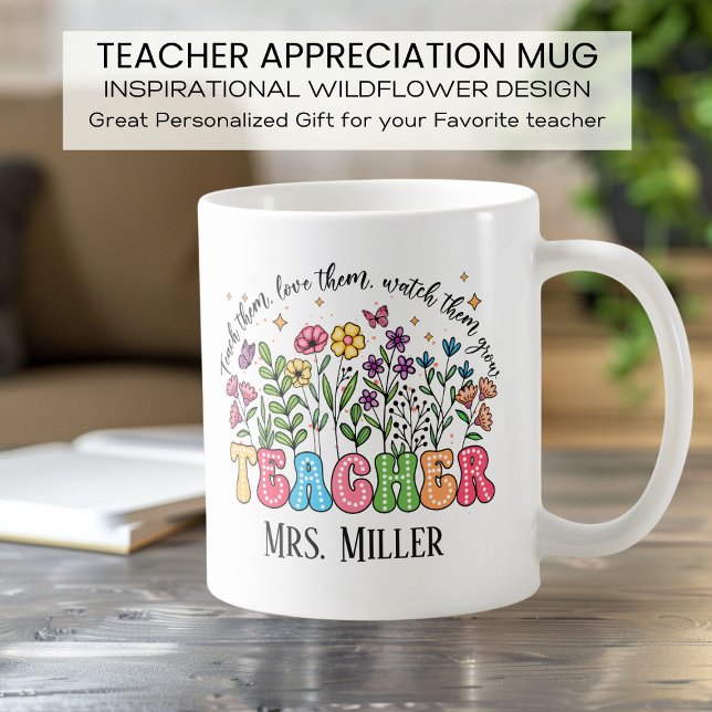 Mug Inspiration de l'enseignant Fleur sauvage personna (Créateur téléchargé)