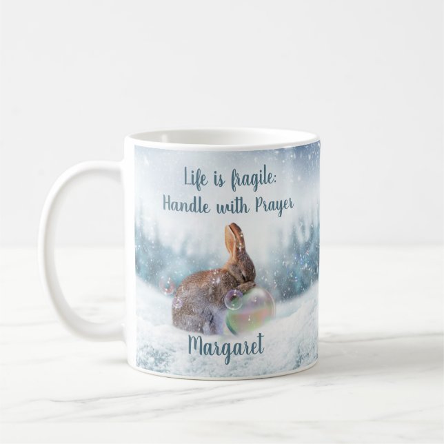 Mug Inspirationnel Lapin Priant Religieux (Gauche)