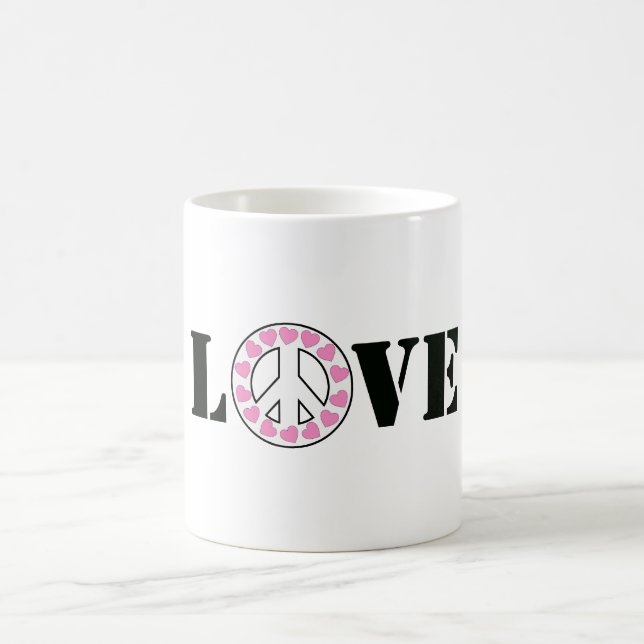 Mug Inspirationnel Pink Love Coeurs de paix (Centre)