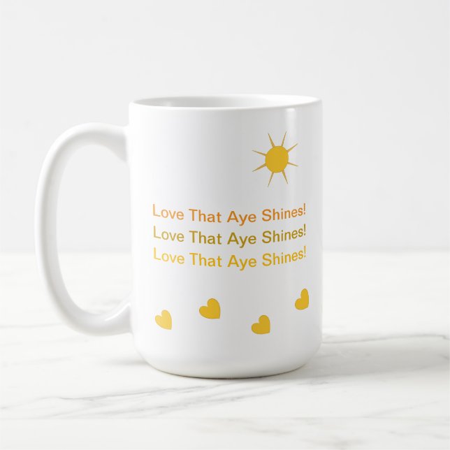 Mug Inspirationnel Soleil Lumineux Coeurs et Amour, Ja (Gauche)