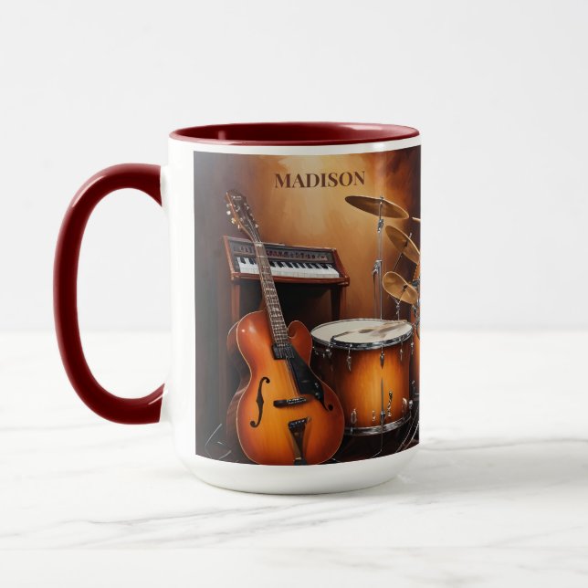 Mug Instruments de musique de nom personnalisé (Gauche)