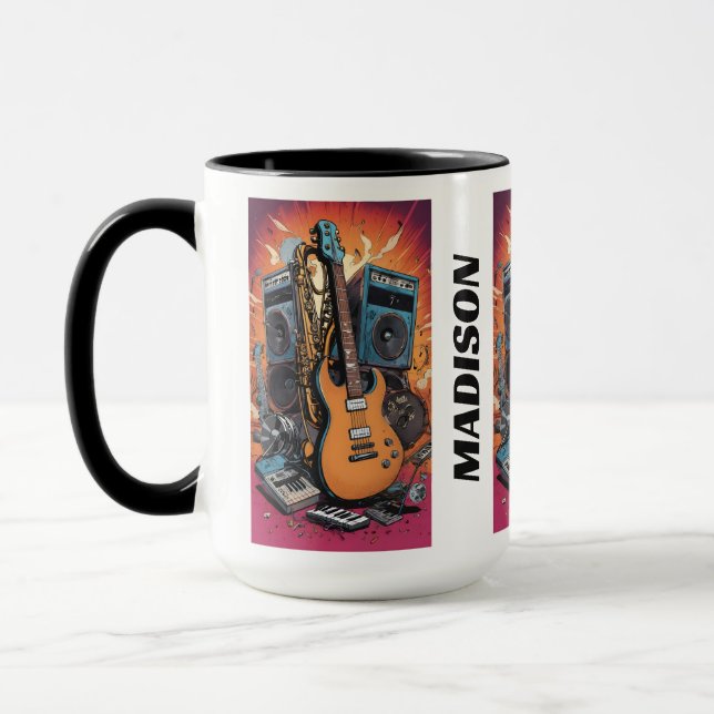 Mug Instruments de musique de nom personnalisé (Gauche)