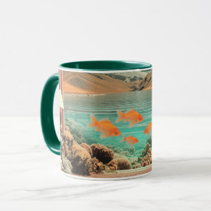Mug Intérieur surréaliste avec poissons et paysage au
