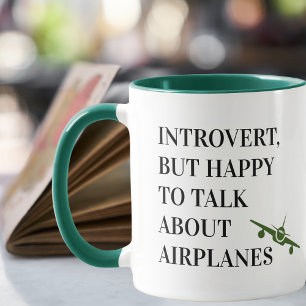 Mug Introverti Mais Heureux De Parler D'avions, Drôle