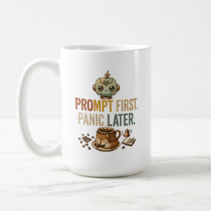 Mug Invite d'abord, paniquez plus tard Funny Ai Robot