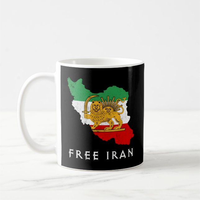 Mug Iran Carte du drapeau Lion Soleil Épée Libre Iran  (Gauche)