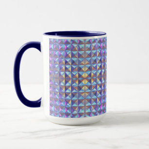 Mug Iridescendance en or, bleu et violet géométrique 2