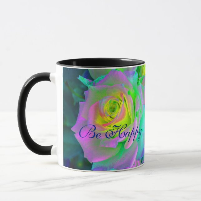 Mug Iridescente esthétique Roses précoces Soyez heureu (Gauche)
