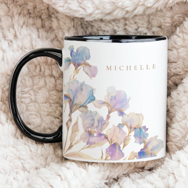 Mug Iris Élégant Fleurs Personnalisées (Créateur téléchargé)