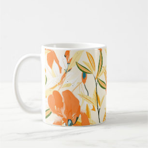Mug Iris orange : motif floral transparent