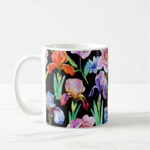 Mug Iris Peony Aquarelle Motif Floral