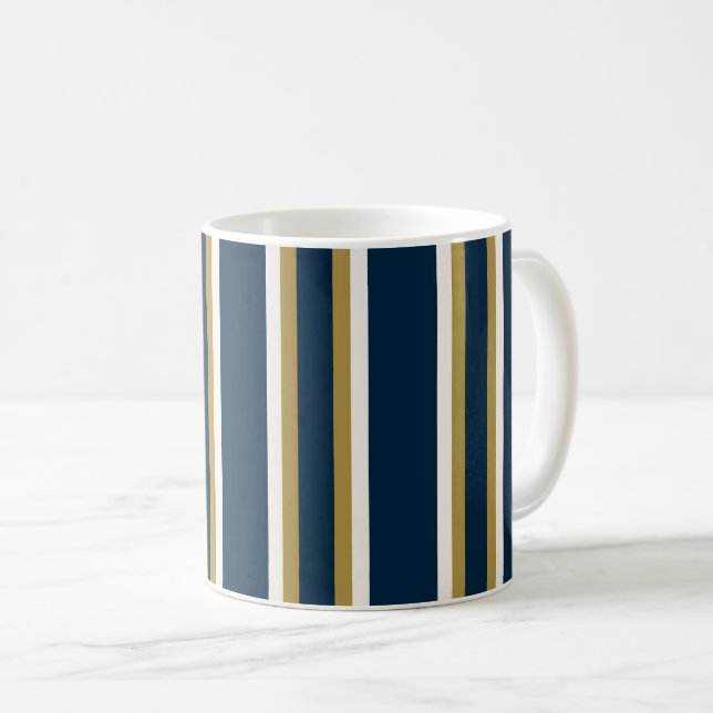 Mug Irish Polo stripes Blue and Gold  (Devant droit)