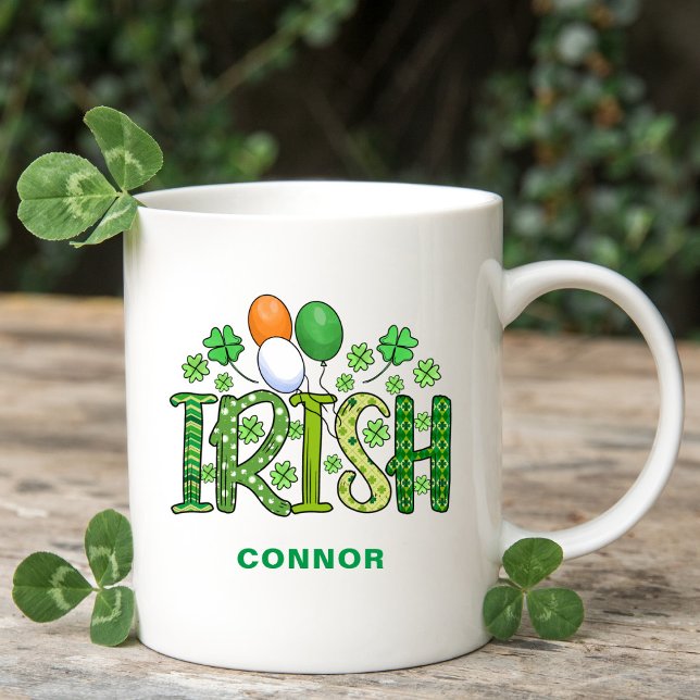 Mug Irlandais Colours Clover Facultatif Nom St Patrick (Créateur téléchargé)
